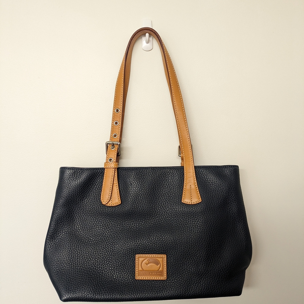 Classic Black and Tan Leather Tote Bag